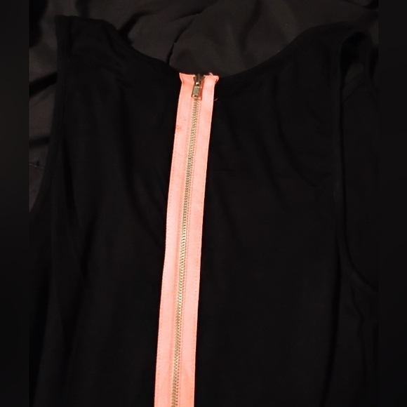 Black Fit-and-Flare Mini Dress with Pink Back Zip - Picture 7 of 8